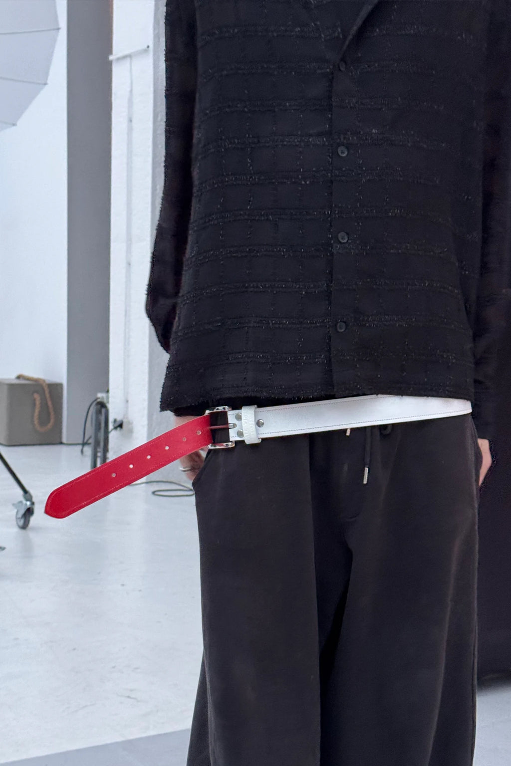 BROWN LABEL LEATHER GOODS ICONIC BELT WHITE/RED