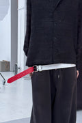 BROWN LABEL LEATHER GOODS ICONIC BELT WHITE/RED