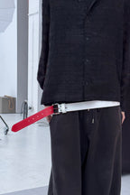 BROWN LABEL LEATHER GOODS ICONIC BELT WHITE/RED