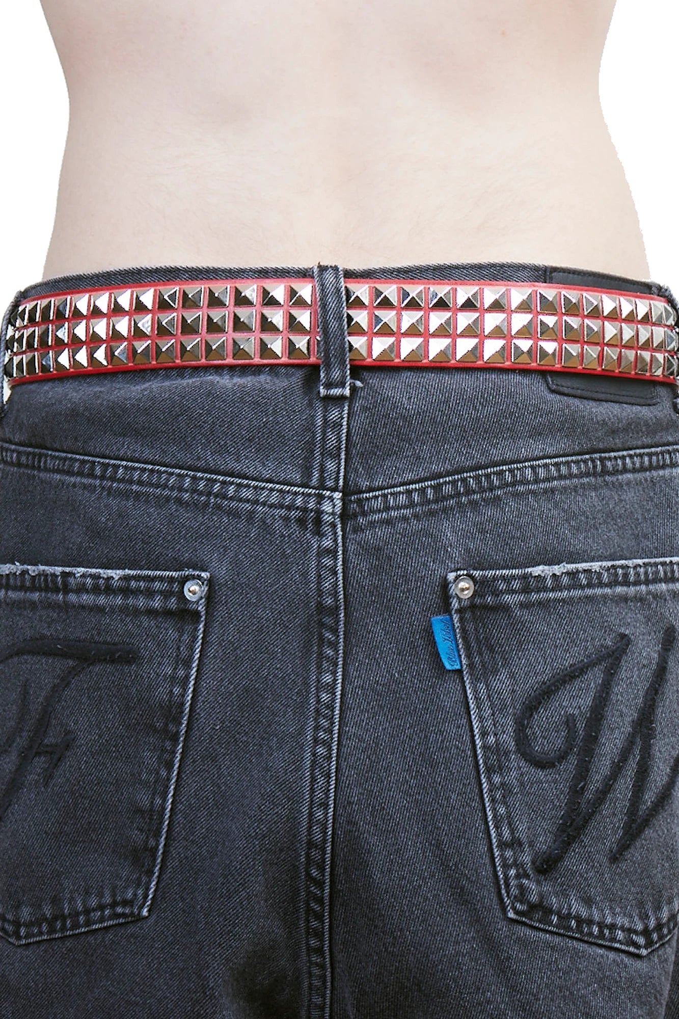 BROWN LABEL LEATHER GOODS RIVET BELT RED