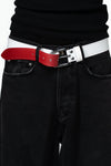 BROWN LABEL LEATHER GOODS ICONIC BELT WHITE/RED