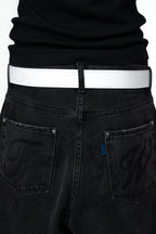 BROWN LABEL LEATHER GOODS ICONIC BELT WHITE/RED