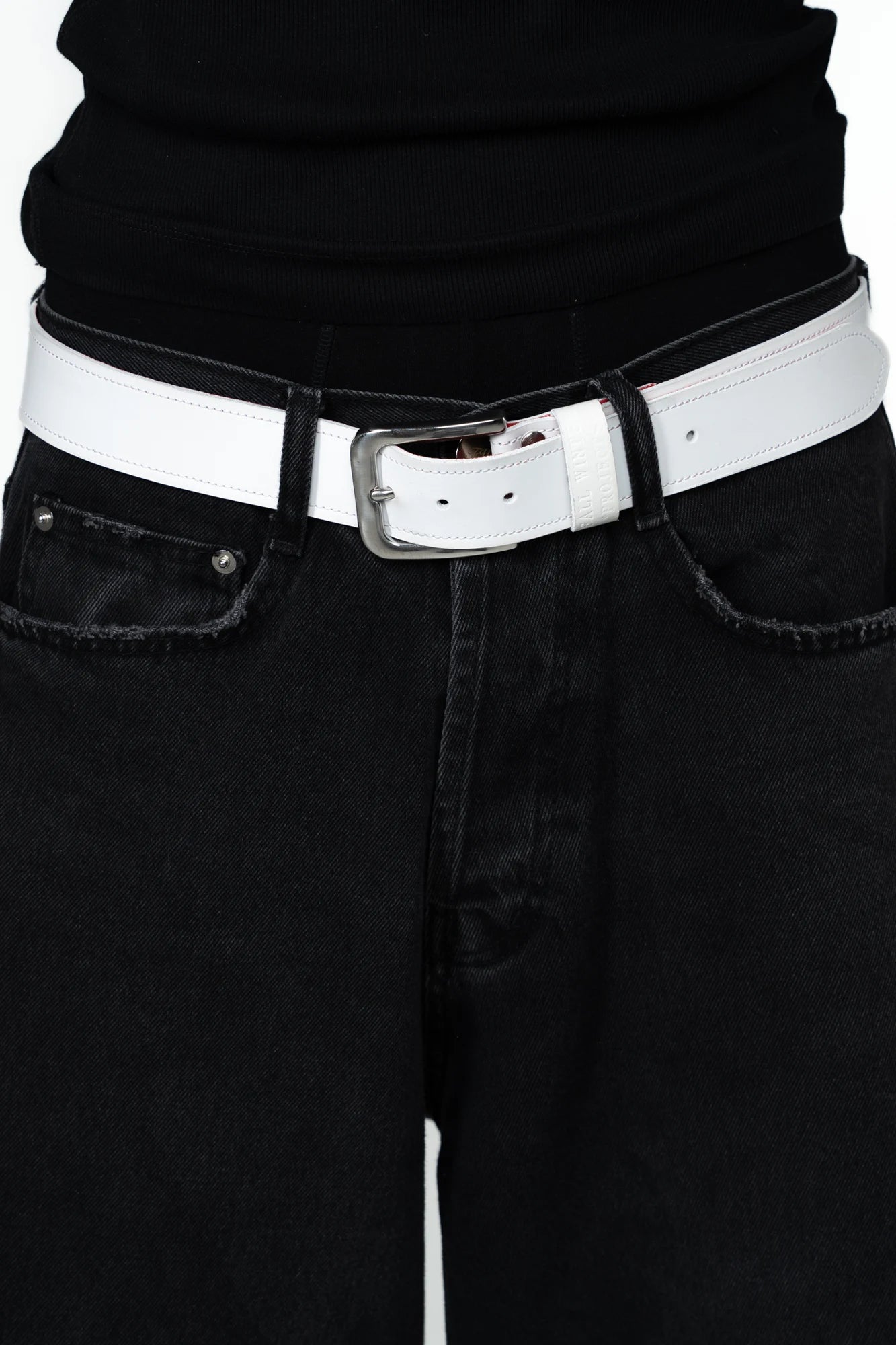 BROWN LABEL LEATHER GOODS ICONIC BELT WHITE/RED