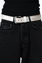 BROWN LABEL LEATHER GOODS CRACKED OVERLENGTH BELT WHITE