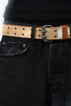 BROWN LABEL LEATHER GOODS PONY HAIR BELT BROWN/WHITE