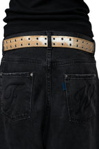BROWN LABEL LEATHER GOODS PONY HAIR BELT BROWN/WHITE