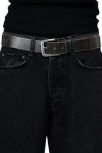 BROWN LABEL LEATHER GOODS CRACKED OVERLENGTH BELT BLACK
