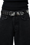 BROWN LABEL LEATHER GOODS PONY HAIR BELT BLACK/WHITE