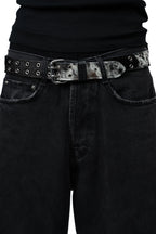 BROWN LABEL LEATHER GOODS PONY HAIR BELT BLACK/WHITE