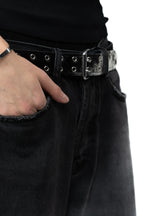BROWN LABEL LEATHER GOODS PONY HAIR BELT BLACK/WHITE