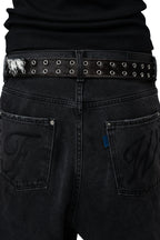 BROWN LABEL LEATHER GOODS PONY HAIR BELT BLACK/WHITE