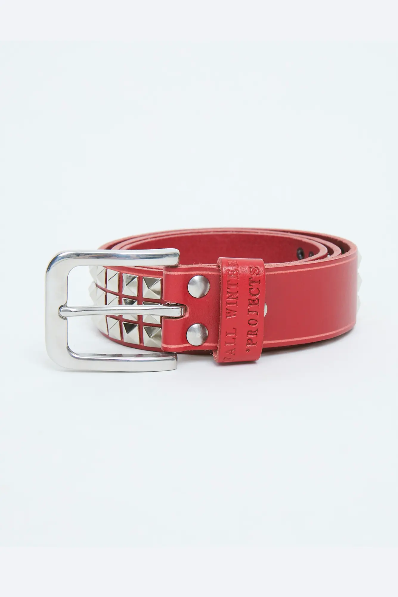 BROWN LABEL LEATHER GOODS RIVET BELT RED