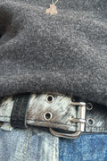 BROWN LABEL LEATHER GOODS PONY HAIR BELT BLACK/WHITE