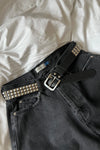 BROWN LABEL LEATHER GOODS RIVET BELT BLACK