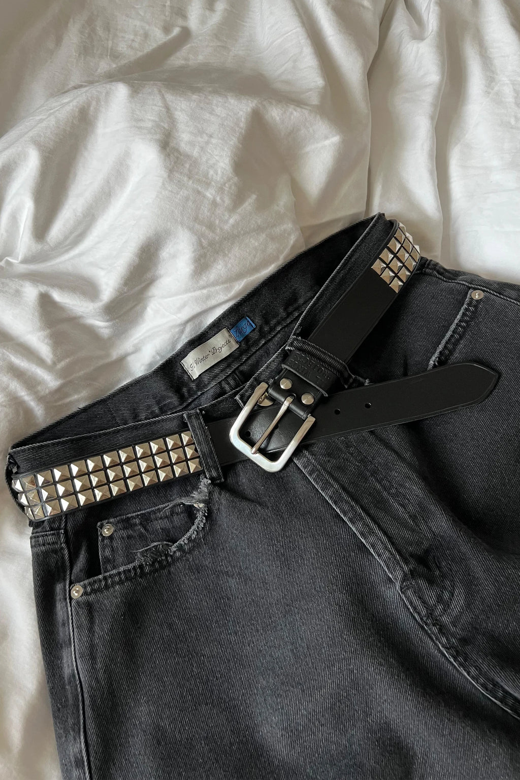 BROWN LABEL LEATHER GOODS RIVET BELT BLACK