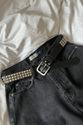BROWN LABEL LEATHER GOODS RIVET BELT BLACK