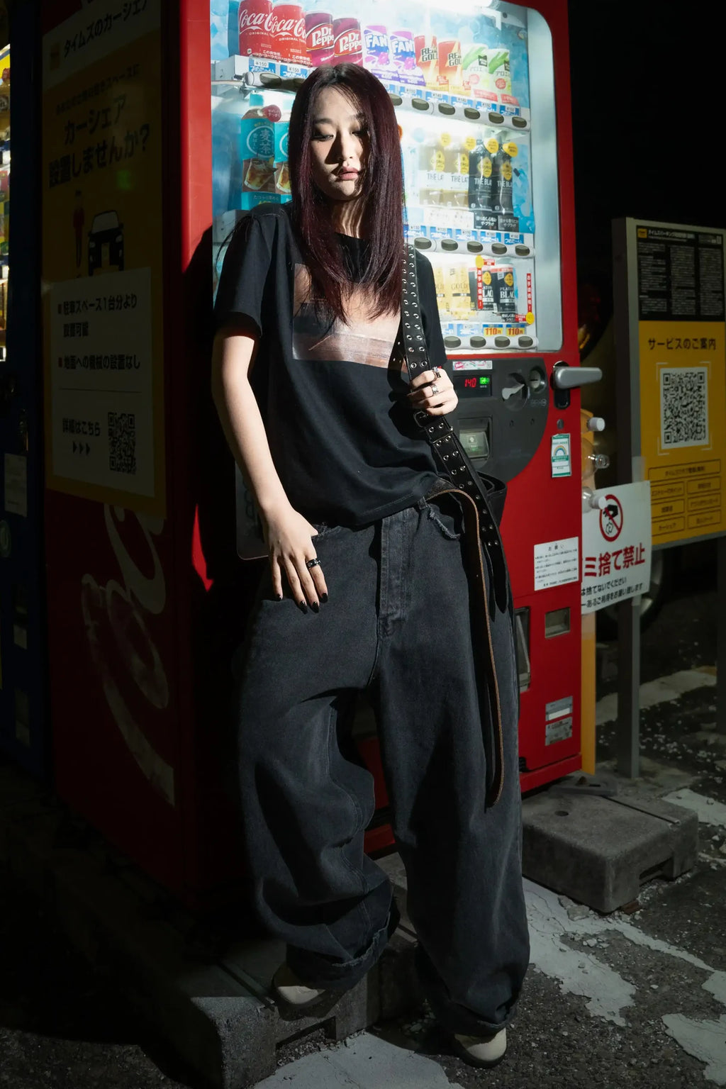 BROWN LABEL LEATHER GOODS CRACKED OVERLENGTH BELT BLACK